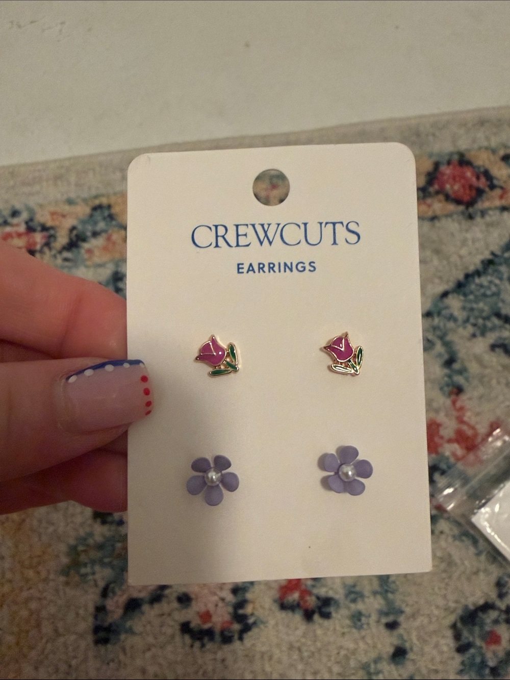 Crewcuts Pink Tulip & Lavender Flower Stud Earrings